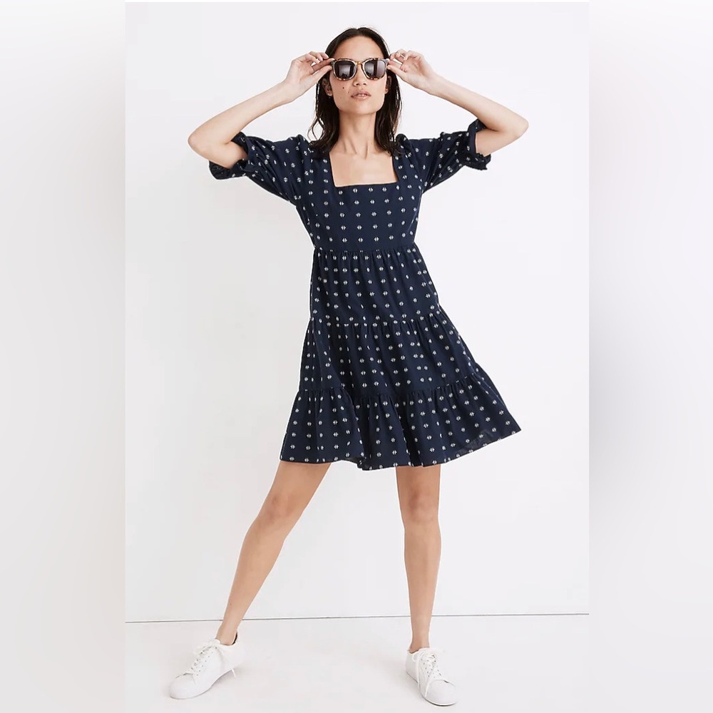 Madewell square neck puff sleeve babydoll dress